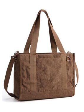 Corduroy Tote Bag Fits 14" Laptop 40oz Tumbler Zip Work Travel